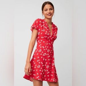 French Connection red floral wrap dress